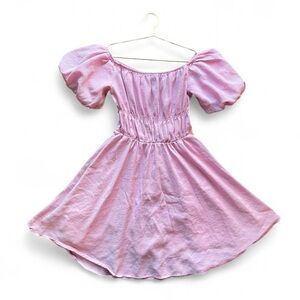 Pretty Garden Pink Off-Shoulder Puff Sleeve Mini Dress – Cottagecore Smocked